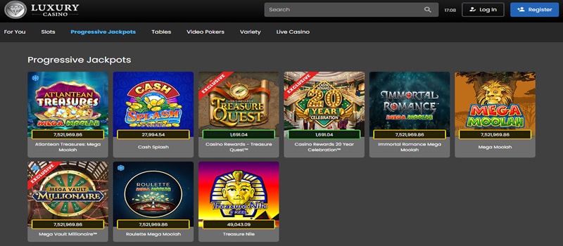 jackpots progressifs luxury casino