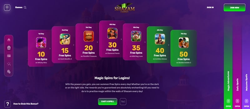 shazam free spins